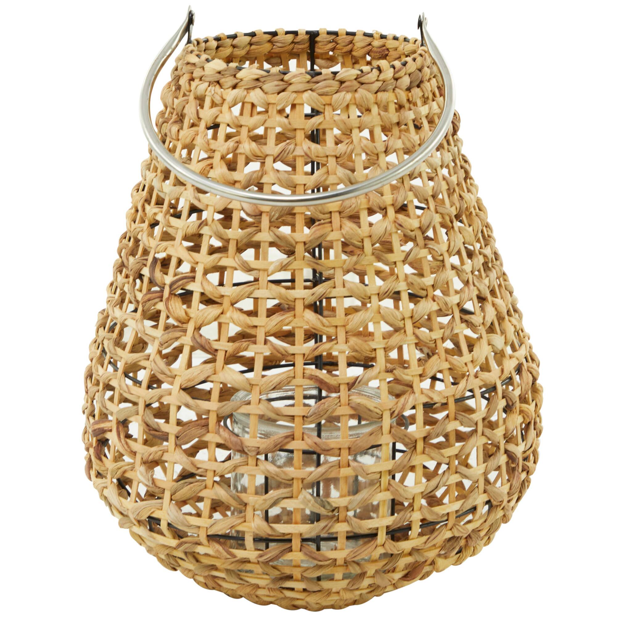 16" Natural Metal Candle Lantern